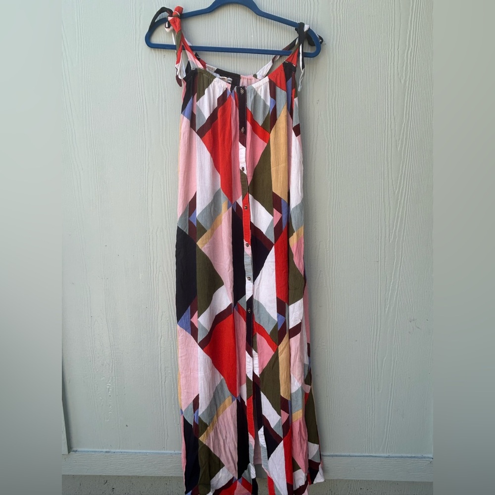 Billabong Red and Black Tie Front Maxi Skirt